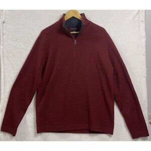 Vintage Banana Republic Sweater Men's L Burgundy Lambs Wool Cashmere Quarter Zip